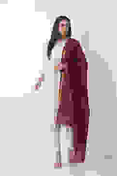 Maroon White Nylon Cotton Dupatta image number 3