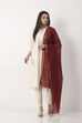 Maroon White Nylon Cotton Dupatta image number 3