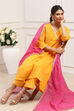 Yellow Cotton Anarkali Suit Set image number 3