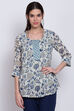 Cream Art Silk Straight Printed Kurti image number 0