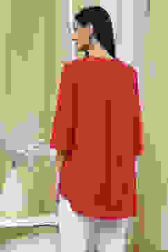 Raspberry Embroidered Straight Short Kurta image number 3