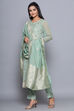 Pista Green Fancy NetÂ  Easy Stitch Suit Set image number 2