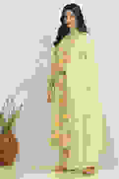 Yellow Cotton Printed Unstitched Suit Set image number 4