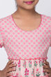 Peach Cotton Flared Printed Dress image number 1