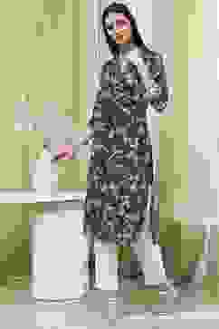 Dark Green Cotton Printed Straight Kurta image number 2