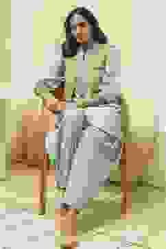 Sage Green Cotton Pathani Straight Kurta Set image number 0