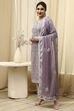 Grey Cotton Printed Unstitched Suit Set image number 4
