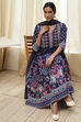 Indigo Cotton Floral Anarkali Suit Set