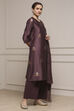 Lavender Chanderi Relaxed Dyed Kurta Pants Set image number 5