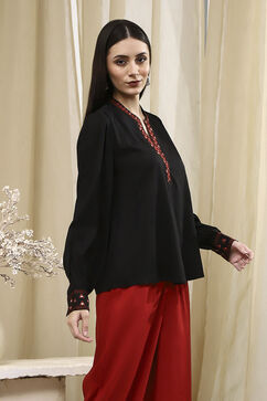 Black Solid Straight Top image number 4
