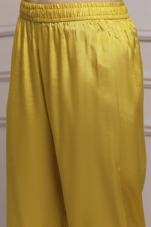 Lime Cotton Blend Straight Yarndyed Suit Set image number 2