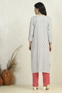 Blue Cotton Printed Embroidered Unstitched Suit Set image number 5