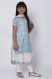 Blue Poly Cotton Straight Kurta Churidar Suit Set image number 4