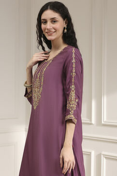 Old Rose Solid Straight Suit Set image number 1