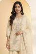 Powder Blue Butterfly Net Embroidered Sharara Suit Set image number 1
