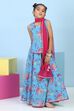Turquoise Cotton Printed Straight Lehenga Set image number 0