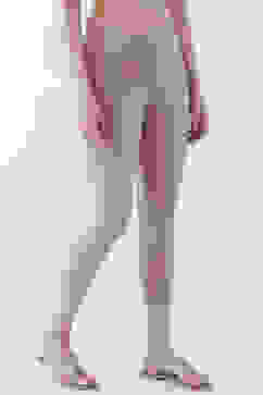 Light Pink Cotton Lycra Solid Fitted Cropped Leggings image number 3