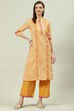 Yellow Cotton A-Line Kurta Palazzo Suit Set