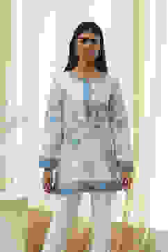 Off White Straight Short Kurta image number 5