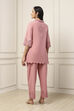 Dusky Pink Cotton Schiffli Straight Suit Set image number 4