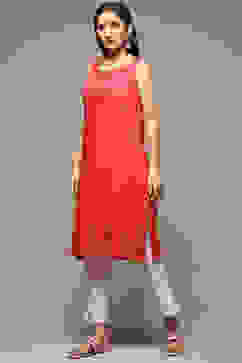 Coral Cotton Blend Straight Printed Kurta image number 2