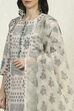 White Blue Cotton Digital Print Unstitched Suit Set image number 2