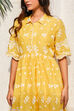Yellow Cotton Embroidered Tiered Dress image number 1