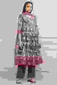 Grey Cotton Kalidar Suit Set image number 5