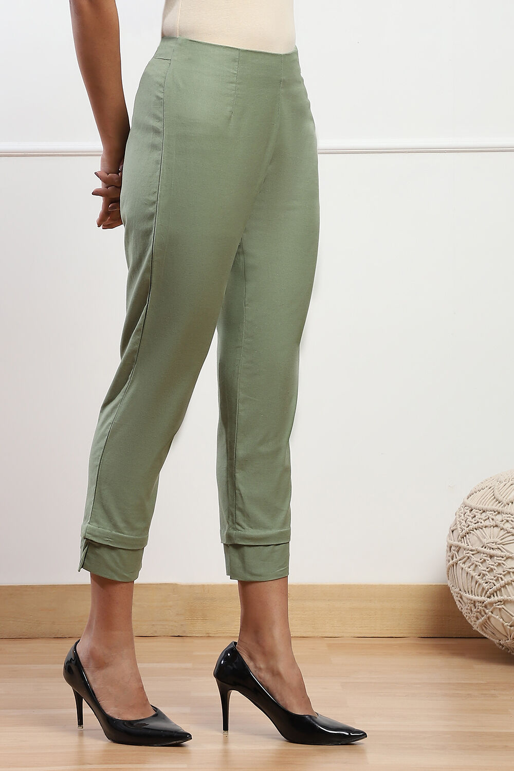 Green Bay Cotton Blend Solid Pants image number 3