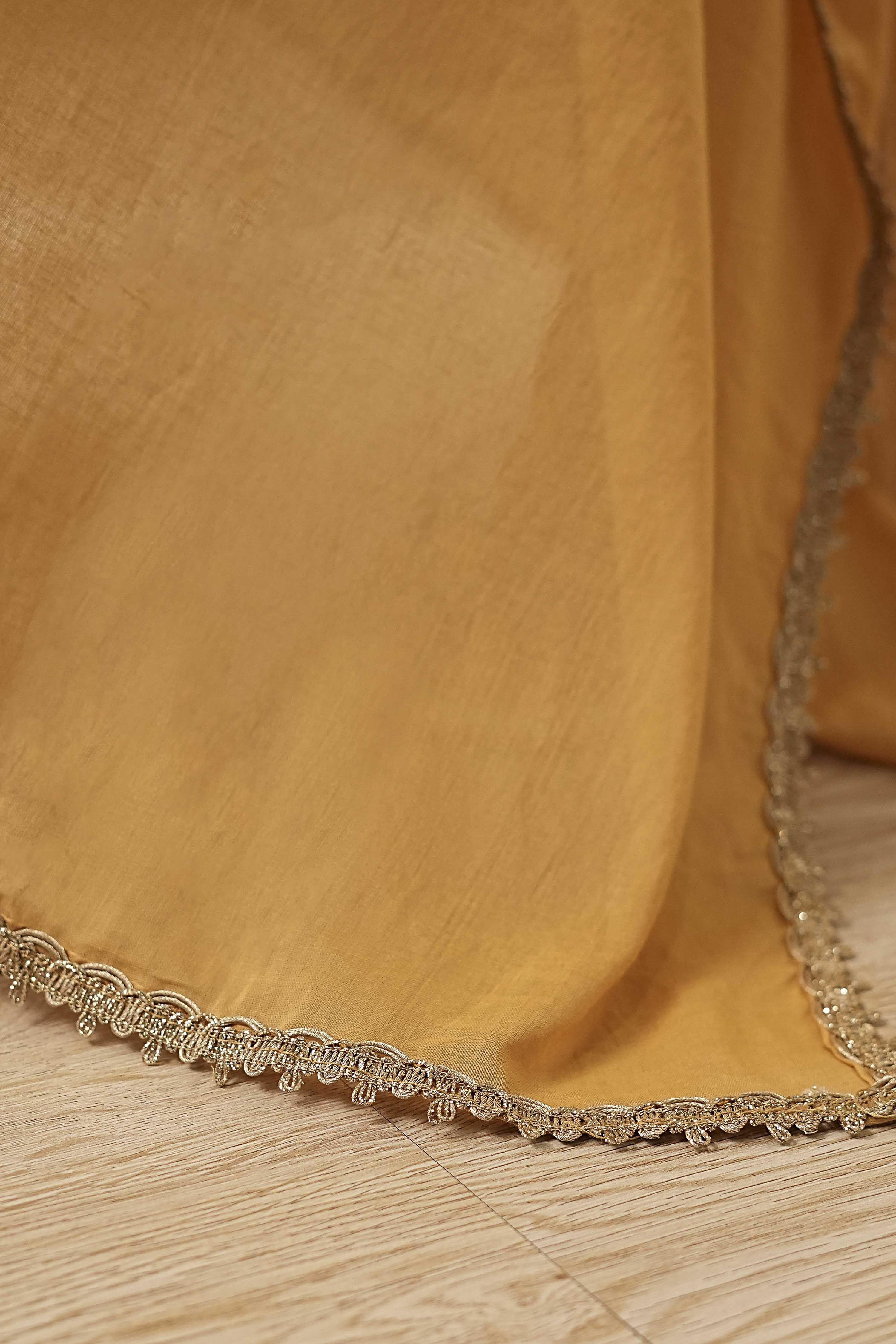 Gold-Toned Cotton Solid Dupatta image number 2