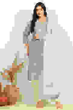 Teal Cotton Unstitched Suit Set image number 7