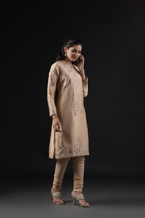 Rohit Bal Light Pink Cotton Silk Anarkali Printed Suit Set image number 6