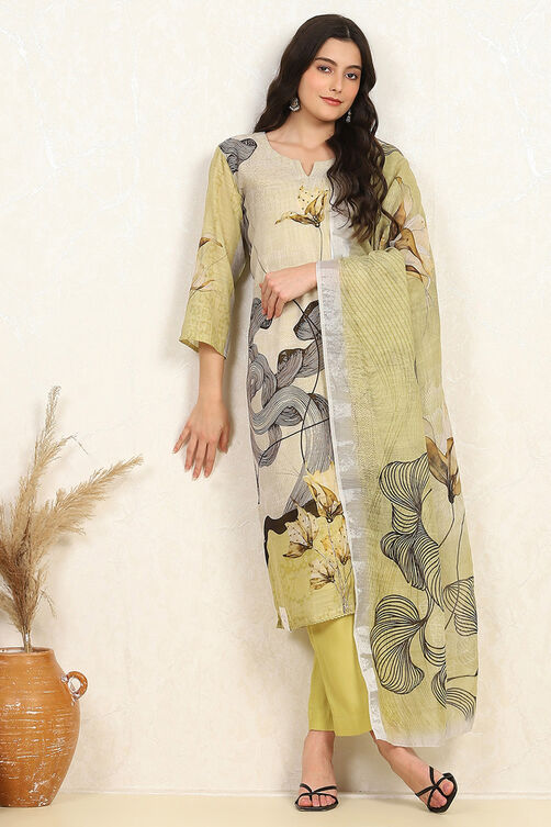 Wine Linen Blend Unstitched Suit Set image number 1