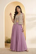 Dusty Lilac Viscose Rayon Embellished Skirt Set with Jacket image number 0