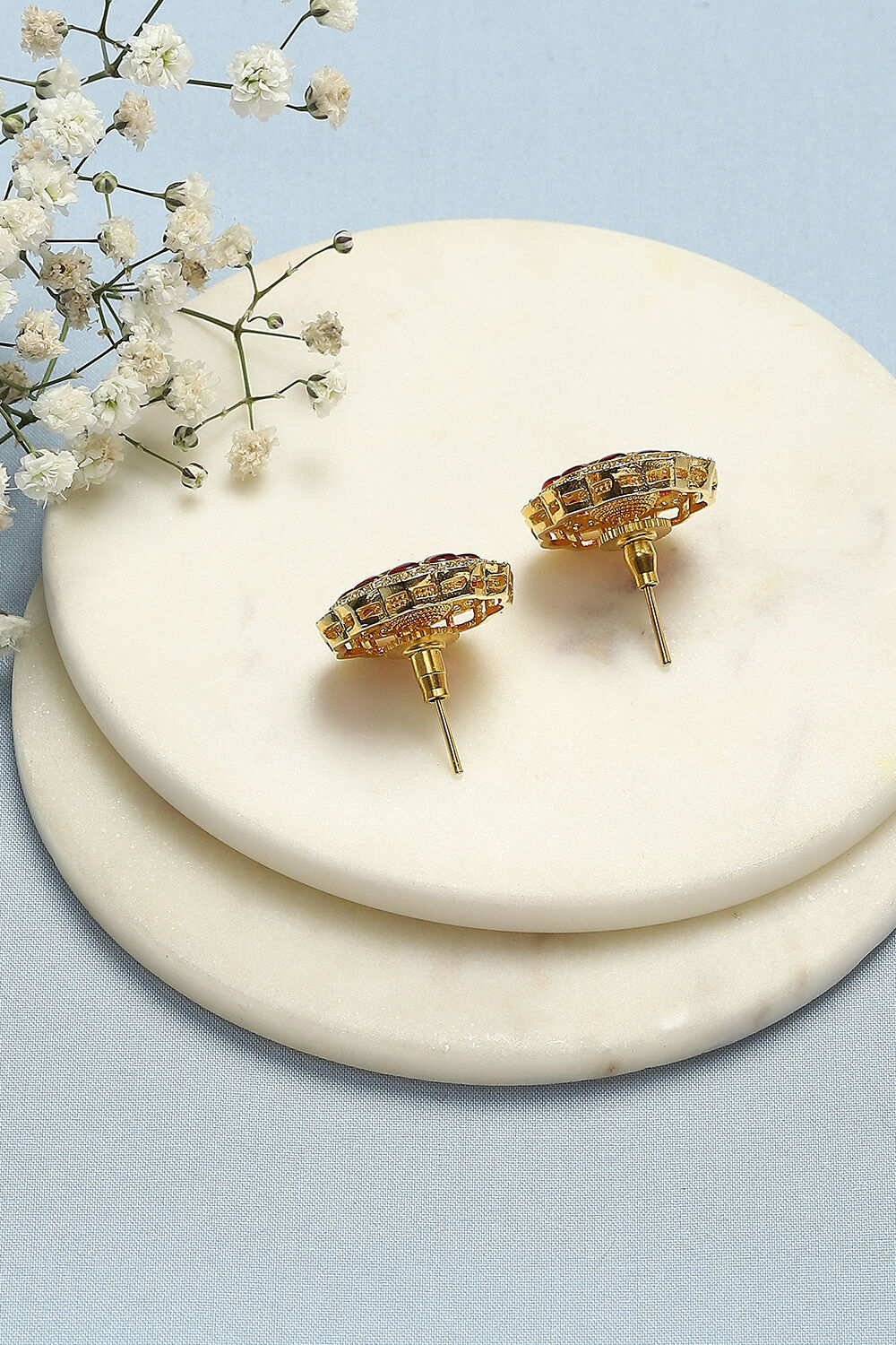 Dark Pink Brass earrings image number 2