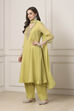 Green Poly Chanderi Sequined Kalidar Suit Set image number 3
