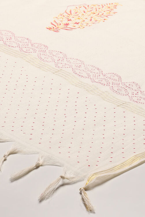 Pink Cotton Unstitched Suit Set image number 4