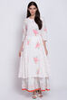 Red Cotton Flared Printed Kurta image number 0