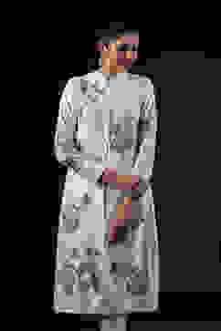 Rohit Bal Ivory Cotton Silk Straight Printed Suit Set image number 6