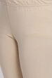 Beige Cotton Lycra Solid Leggings image number 1