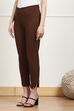 Burgundy Cotton Solid Jeggings image number 2