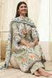Sage Green Pure Cotton Floral Kalidar Suit Set image number 0
