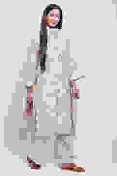 Grey Poly Metallic Straight Kurta Palazzo Suit Set image number 3