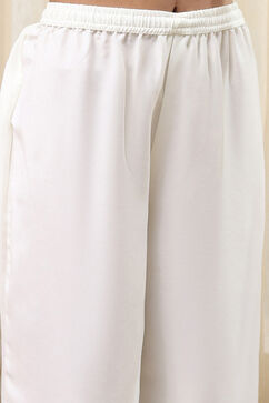 Off-White and Pink Cotton Floral Kalidar Suit Set image number 2