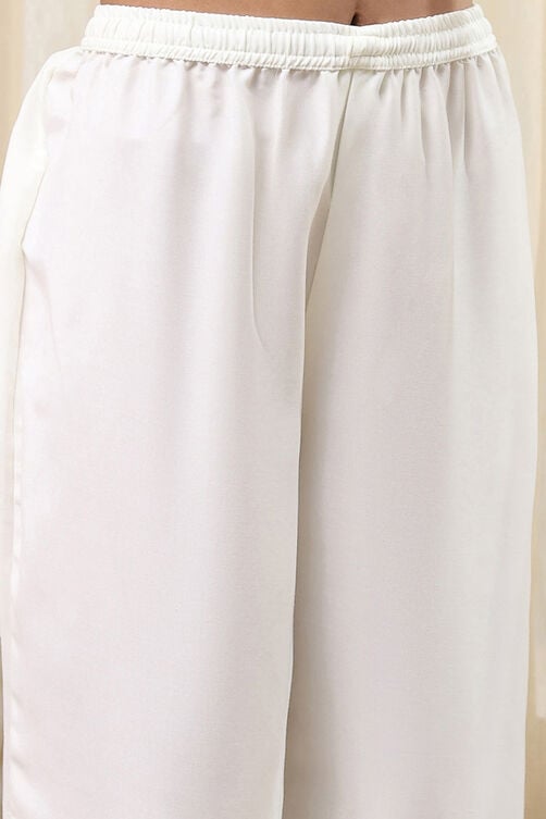 Off-White and Blue Cotton Floral Kalidar Suit Set image number 2