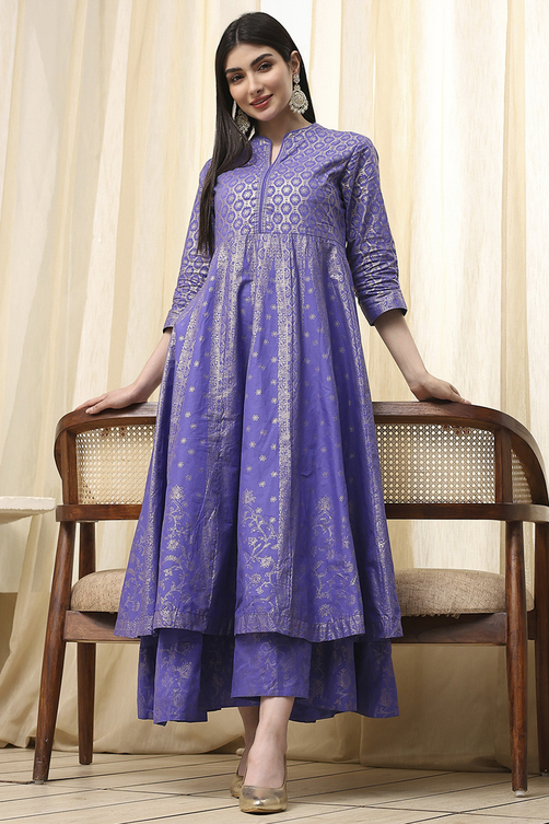 Buy Lavender Cotton Layered Anarkali Dress Online at Biba India Buy Lavender Cotton Layered Anarkali Dress Online at Biba India
