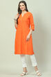 Blue Cotton Solid Kurti image number 2