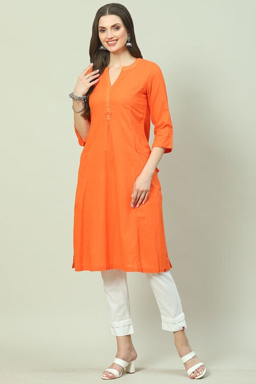 Blue Cotton Solid Kurti image number 2