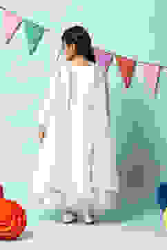 Off White Nylon Kalidar Kurta Salwar Suit Set image number 5