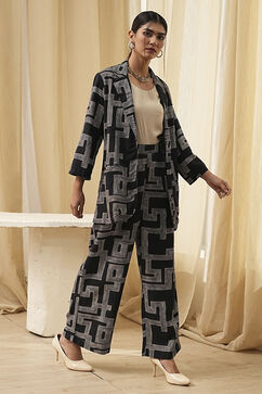 Black Viscose Printed Co-ord Set image number 5